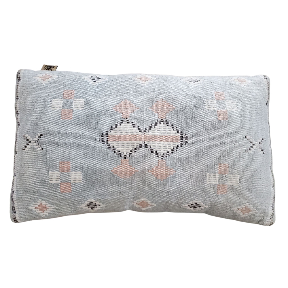 Devi Designs Pillow Farmhouse Beige‎ Blue Geometric Design 26x15 Light Dirt Mark